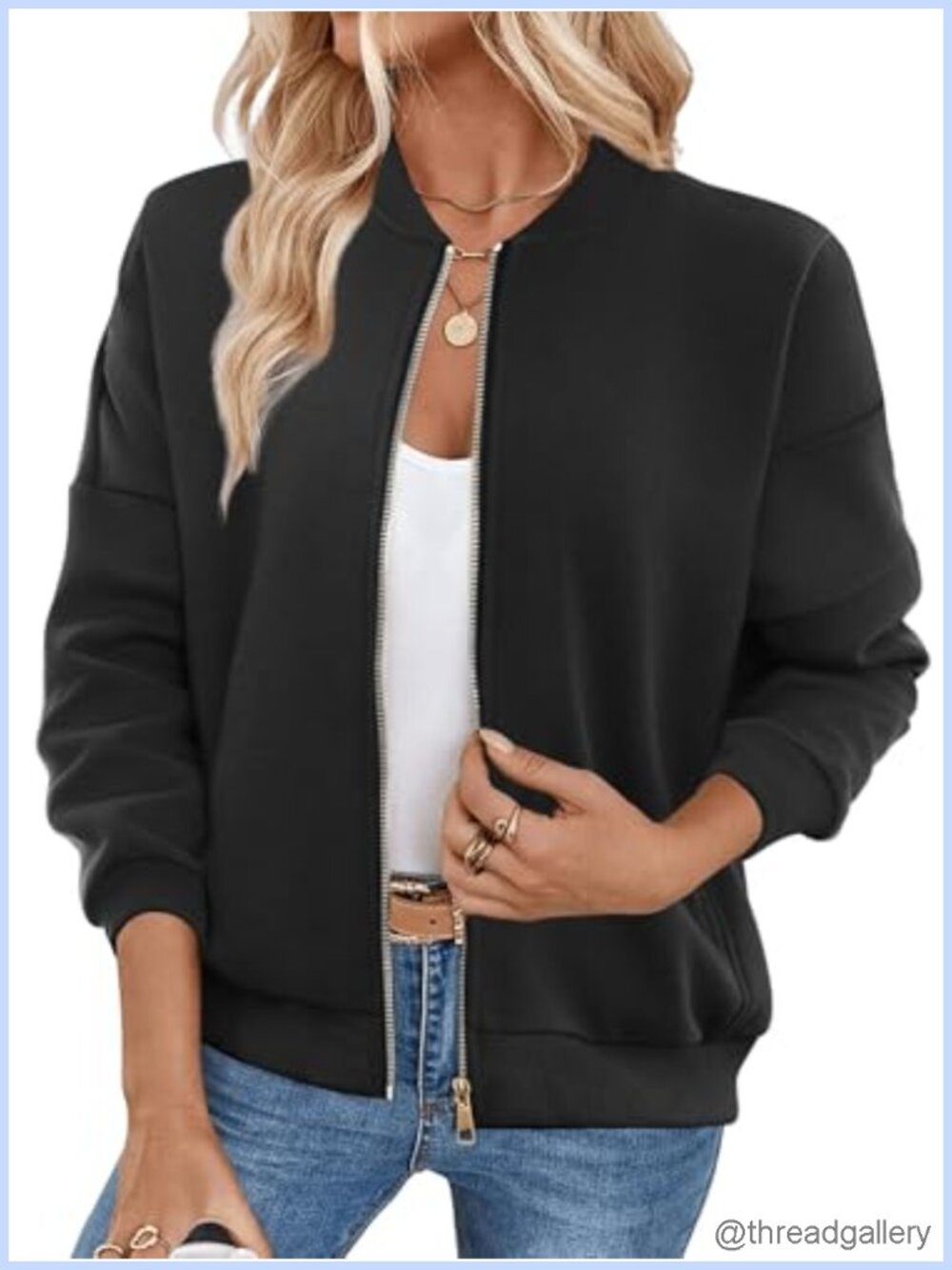 Women's Zip Up Fleece Sweatshirt with Pockets Crew Neck Long Sleeve